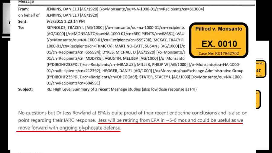 email from Jenkins stating that Jess Rowland is retiring from EPA